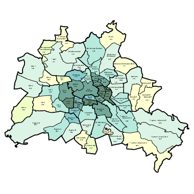 Vorschaugrafik zu Datensatz 'Wohnatlas Berlin - Umgewandelte Wohnungen 2015 - 2020 pro 1.000 Wohnungen'