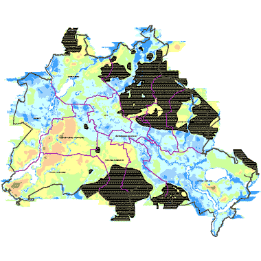 Vorschaugrafik zu Datensatz 'Flurabstand des Grundwassers 1995 (Umweltatlas)'