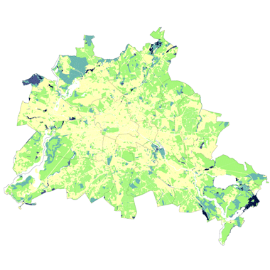 Vorschaugrafik zu Datensatz 'Verdunstungspotenzial der Böden auf Grundlage der Bodeneigenschaften 2020 (Umweltatlas) - [WMS]'