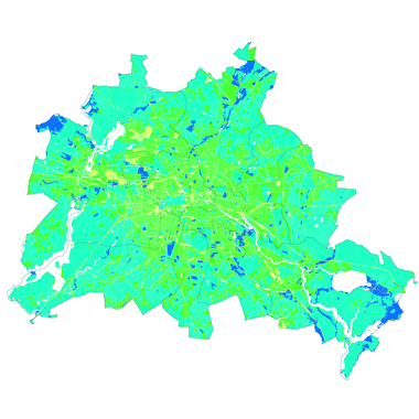 Vorschaugrafik zu Datensatz 'Kühlleistung der Böden ohne Berücksichtigung der Versiegelung 2020 (Umweltatlas) - [WMS]'