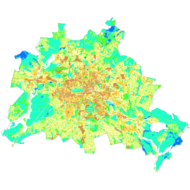 Vorschaugrafik zu Datensatz 'Kühlleistung der Böden mit Berücksichtigung der Versiegelung 2020 (Umweltatlas) - [WMS]'