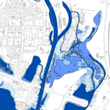 Vorschaugrafik zu Datensatz 'Hochwassergefahrenkarte für Hochwasser mit mittlerer Wahrscheinlichkeit 2019 (Umweltatlas)'