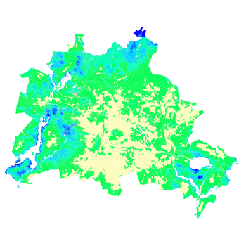 Vorschaugrafik zu Datensatz 'Klimamodell Berlin: Bodennahes Windfeld und Kaltluftvolumenstrom 2015 (Umweltatlas)'