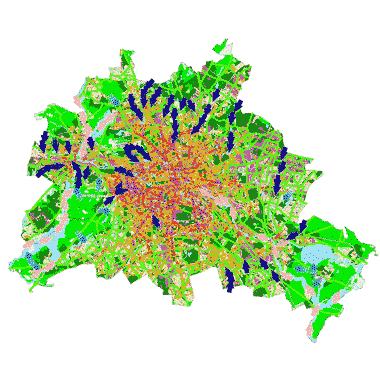 Vorschaugrafik zu Datensatz 'Klimamodell Berlin: Planungshinweise Stadtklima 2015 - Hauptkarte (Umweltatlas)'