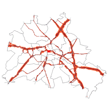 Vorschaugrafik zu Datensatz 'Strat. Lärmkarte L_DEN (Tag-Abend-Nacht-Index) Eisenbahn/S-Bahnverkehr 2007 (Umweltatlas)'