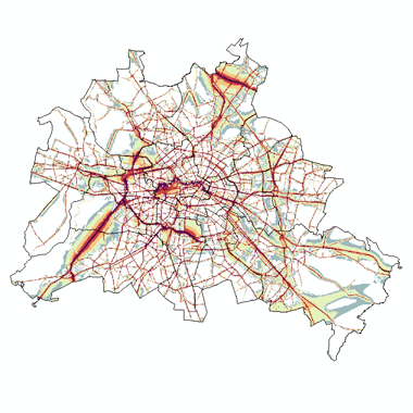 Vorschaugrafik zu Datensatz 'Strat. Lärmkarte L DEN (Tag-Abend-Nacht-Index) Gesamtverkehr (Straße, Schiene, Luft) 2022 (Umweltatlas)'
